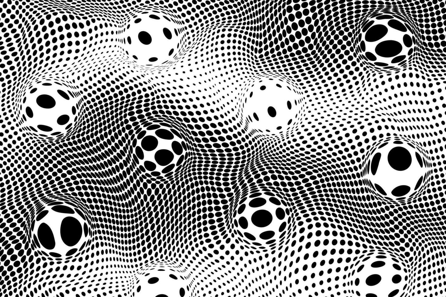 Optical spheres with dotted patterns on a textured halftone background. vector