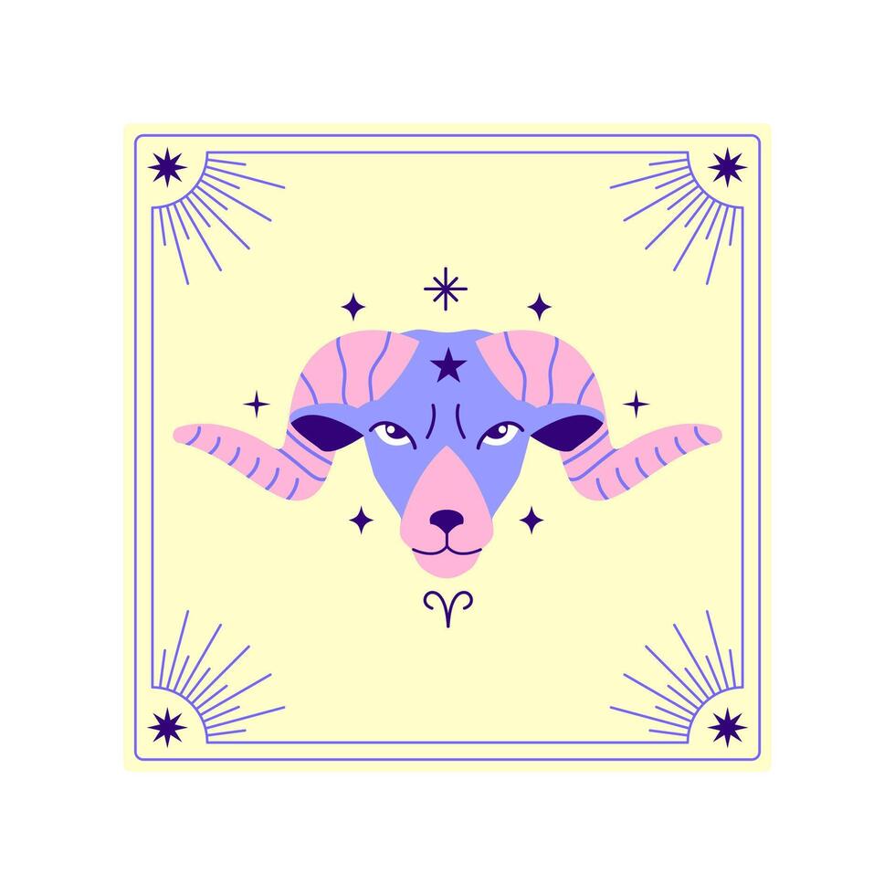 Card with Aries zodiac sign vector