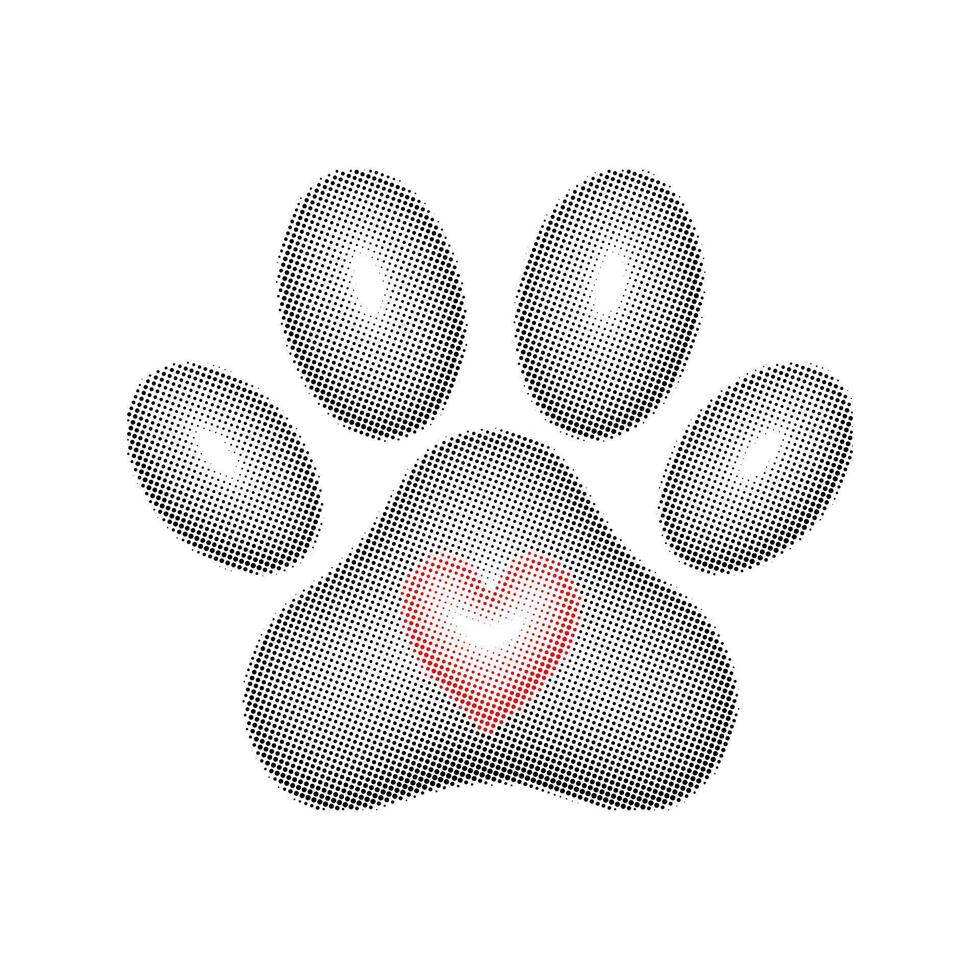 Paw print with a halftone effect vector