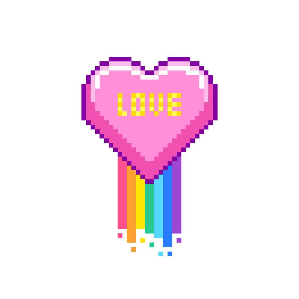 Pink heart with rainbow representing love. vector