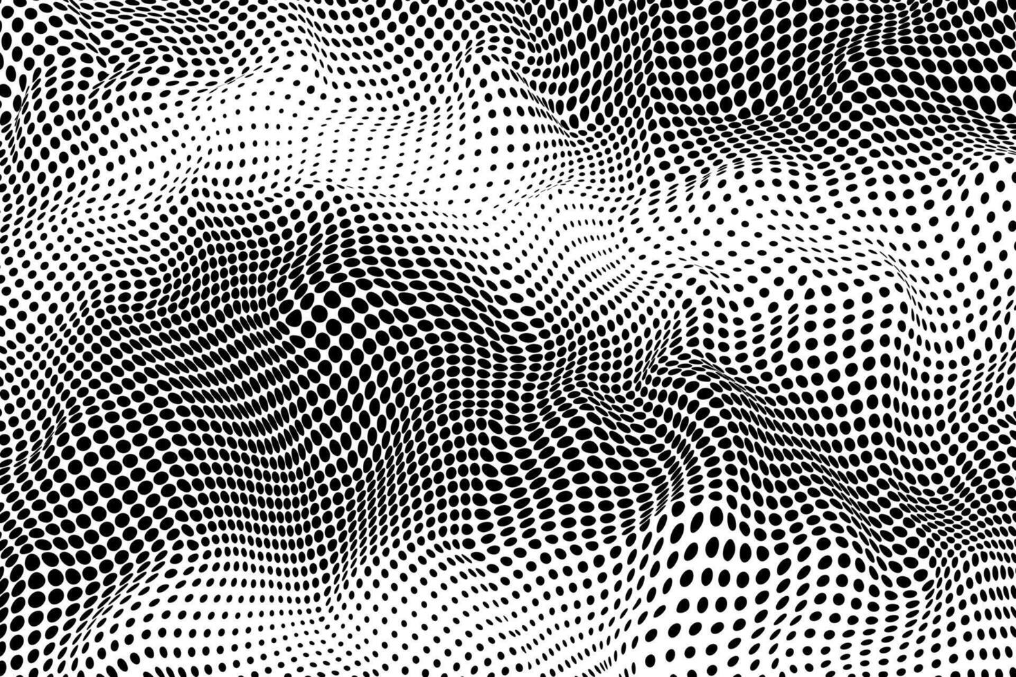Black halftone dots creating a wavy, textured pattern vector