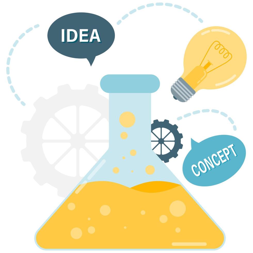 laboratory flash with gear vector
