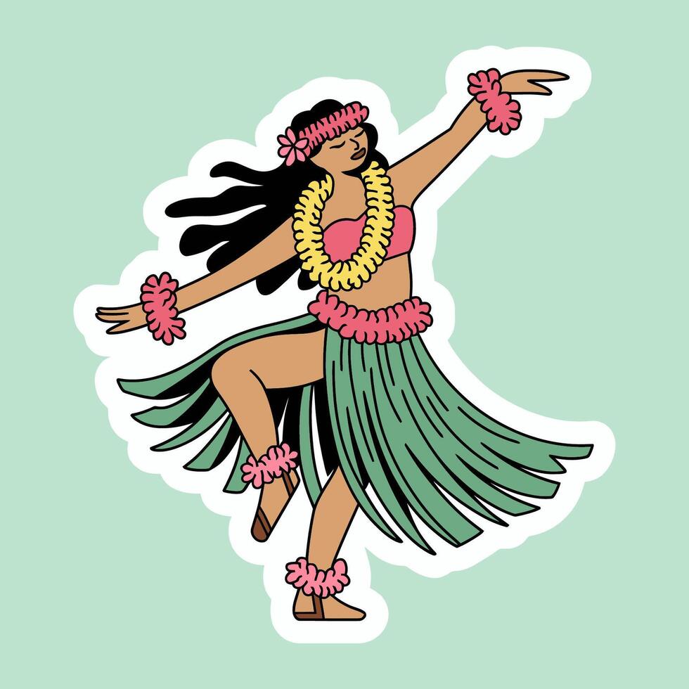 Hula Dancer in Traditional Hawaiian Costume vector