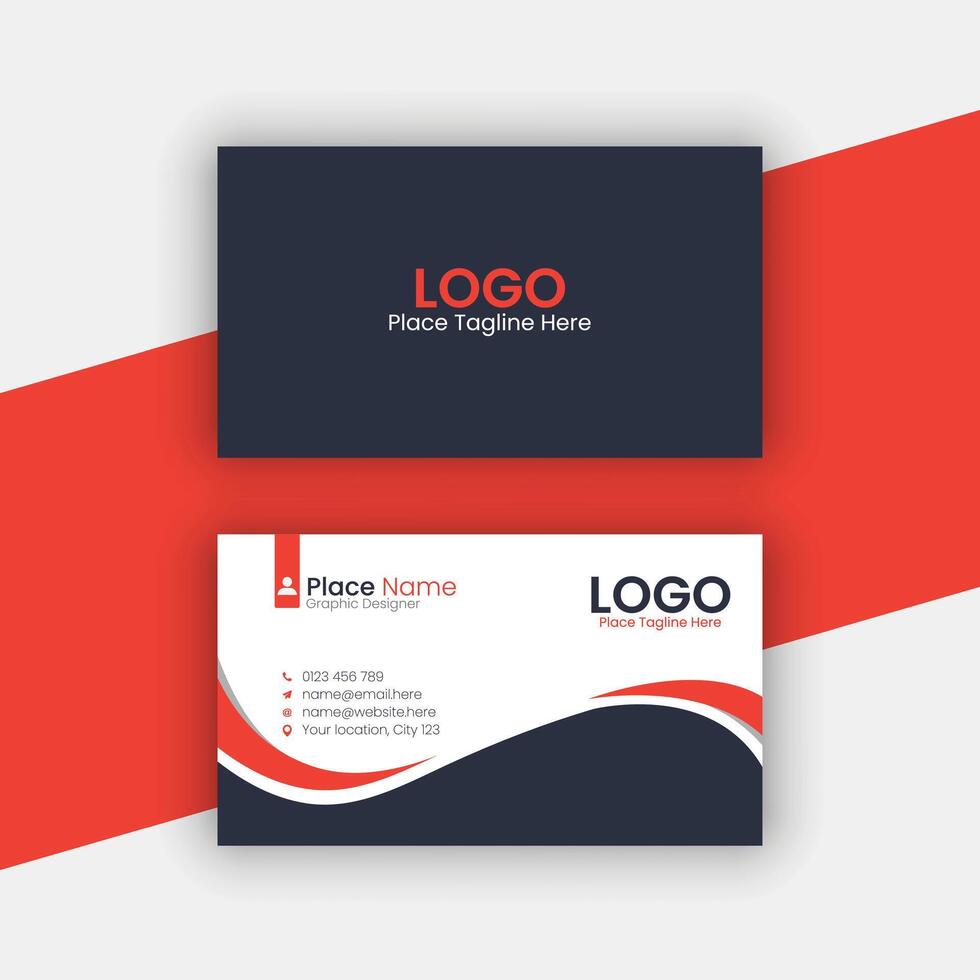 creative red black and white color business card design template vector