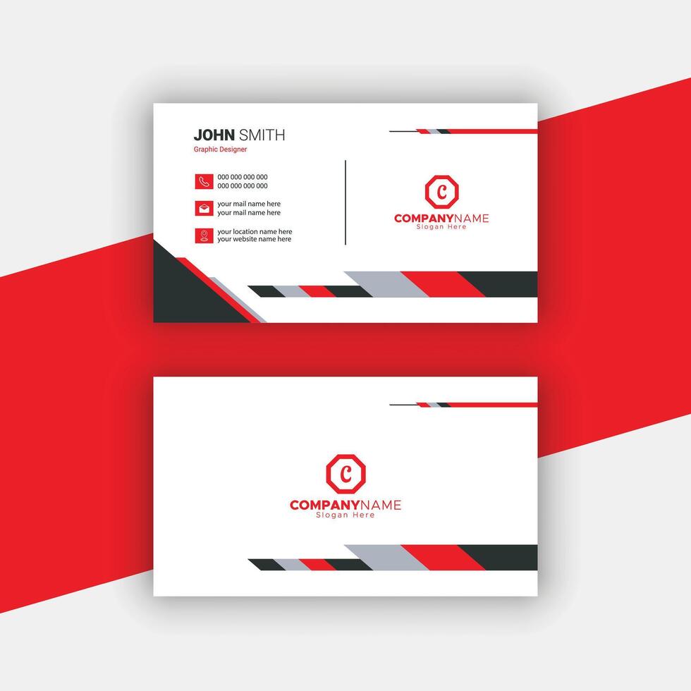 corporate red and white color business card design template vector