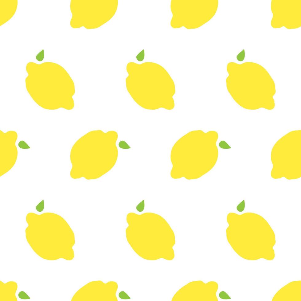 Summer seamless pattern. Yellow lemon. Simple graphic design. illustration. White background. vector
