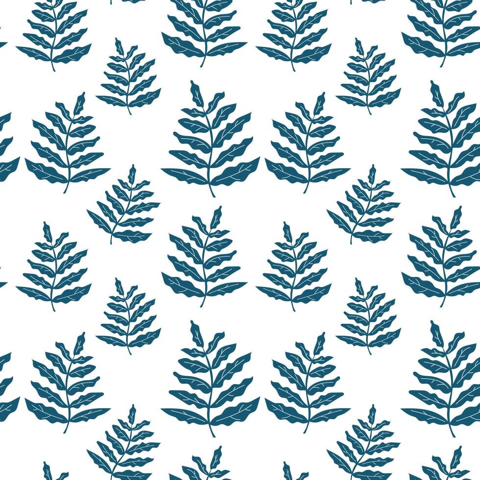 Elegant blue fern pattern design suitable for various textile applications and modern decor vector