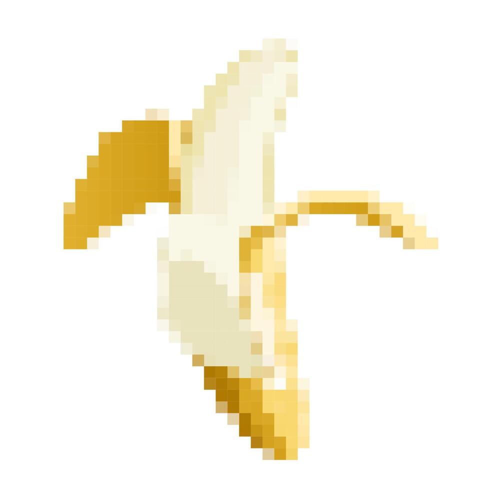 featuring a vibrant banana design in bright colors for playful graphic projects. Pixel art vector