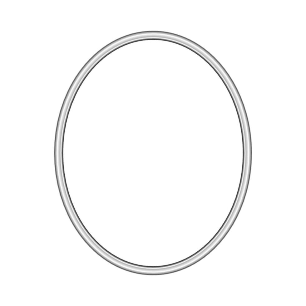 Oval silver frame. Isolated luxury oval silver grey border. Silver ellipse frame mockup design element. vector