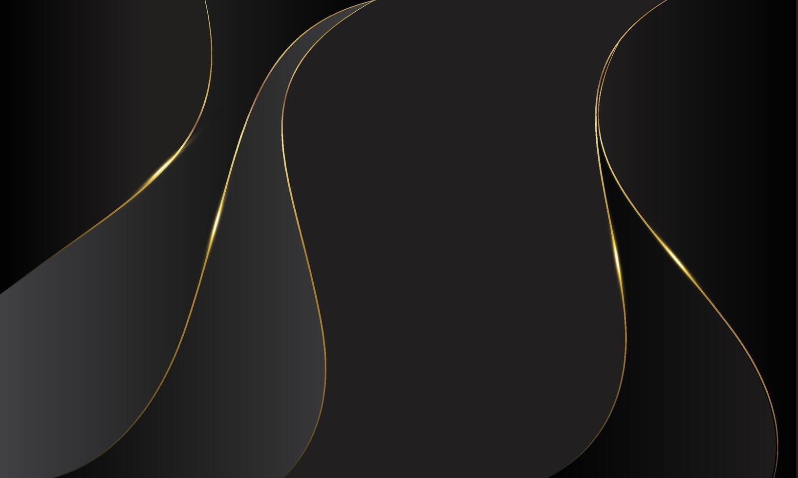 Abstract black luxury background with gold lines. Elegant wave modern wallpaper. Template banner background for sales, ads, events, awards, web, pages and projects vector