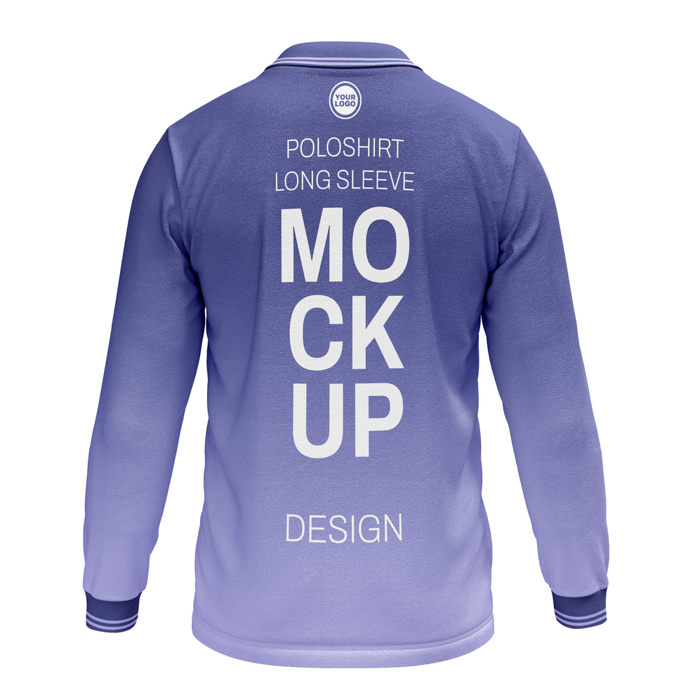 Back view Mens poloshirt long sleeve tshirt jersey mockup psd