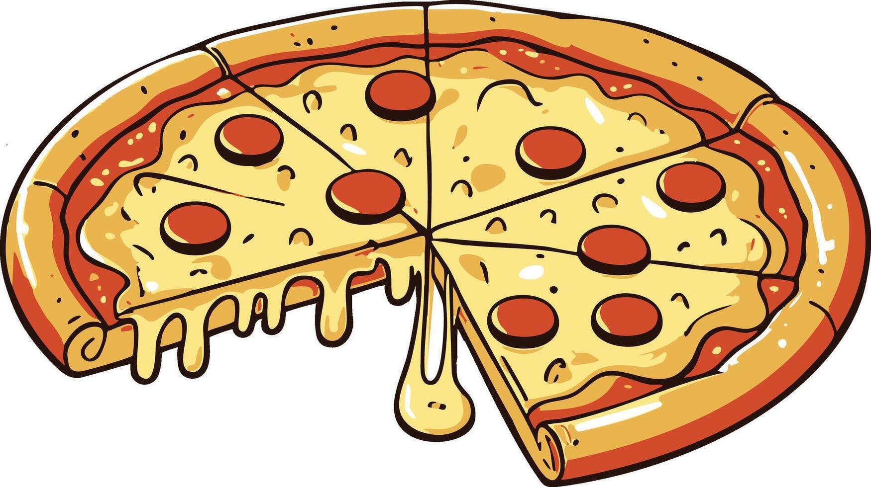 Pizza slice with cheese and pepperoni on white background vector