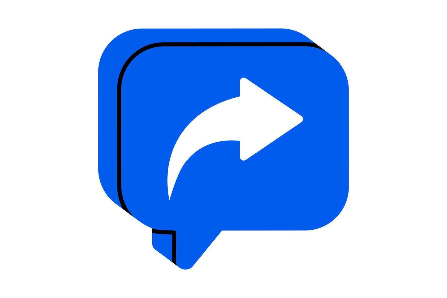 Hand drawn cute illustration of speech bubble with arrow share sign. Flat forwarded message doodle. Community communication. Social media notification icon. Send to another user. Isolated. vector