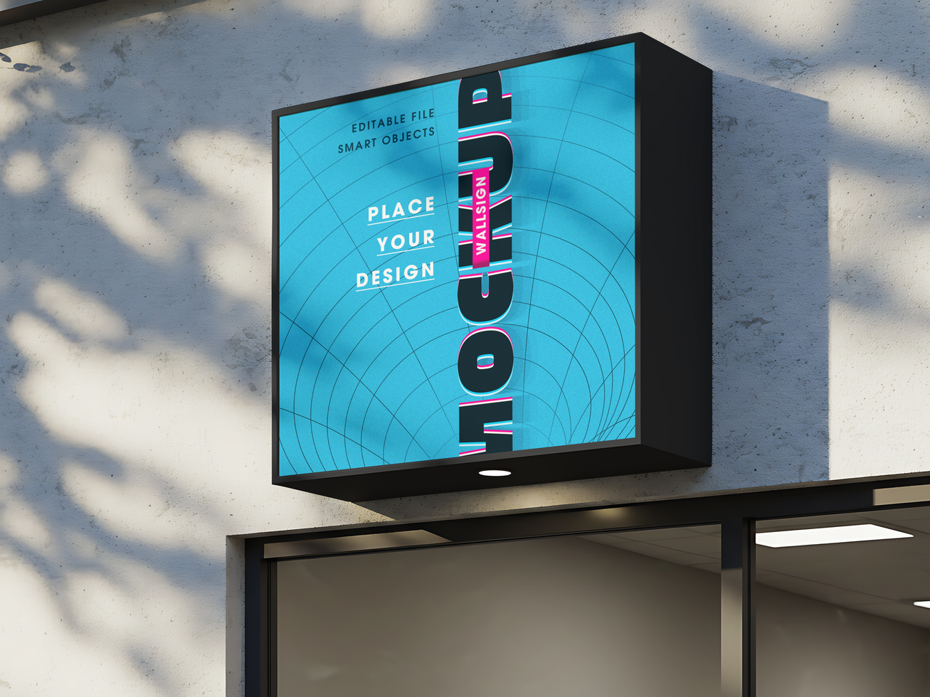Realistic Editable Wall Sign Mockup on Building Exterio psd