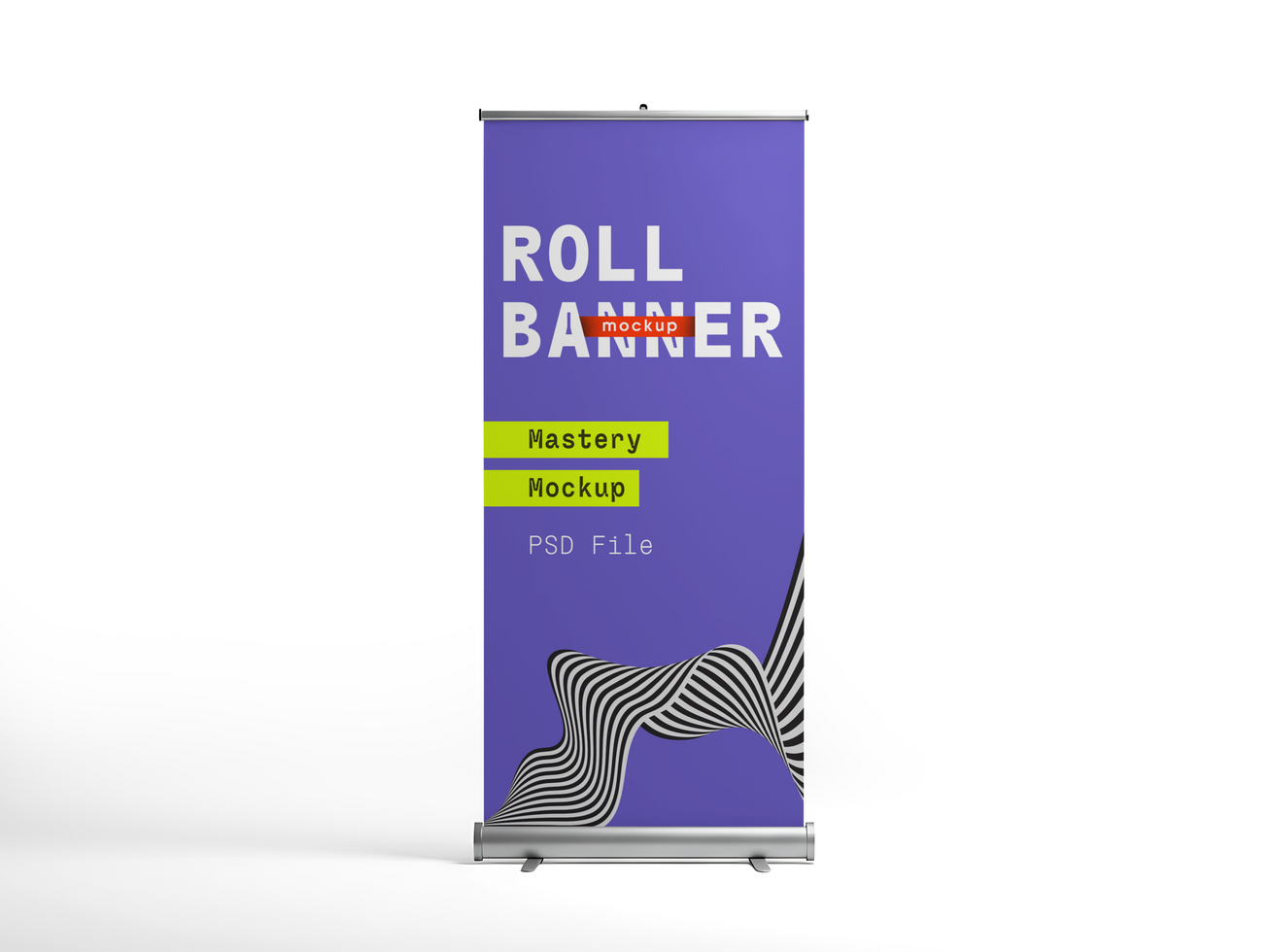 Vertical Roll-Up Banner Mockup on Clean White Background psd