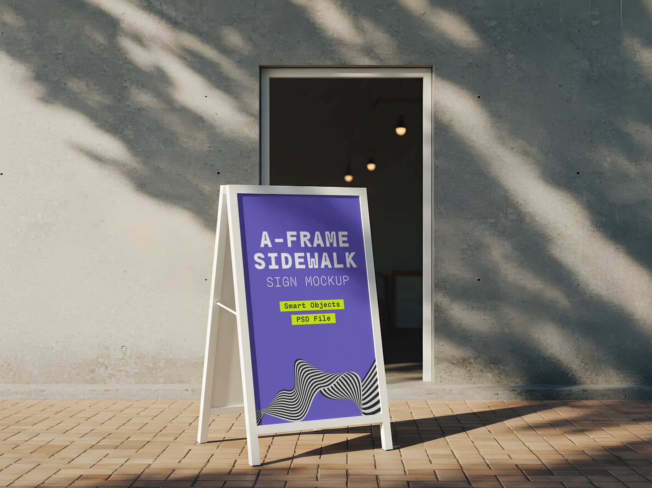 Minimalist A-Frame Poster Mockup Against Plain Concrete Surface psd