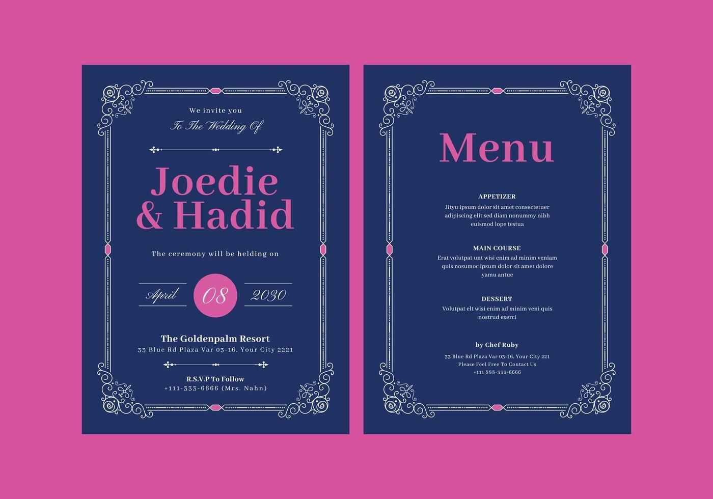 Classical Elegant Wedding Invitation Template vector