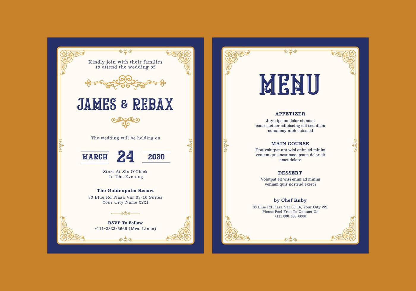 Bold Decoria Wedding Invitation Template vector