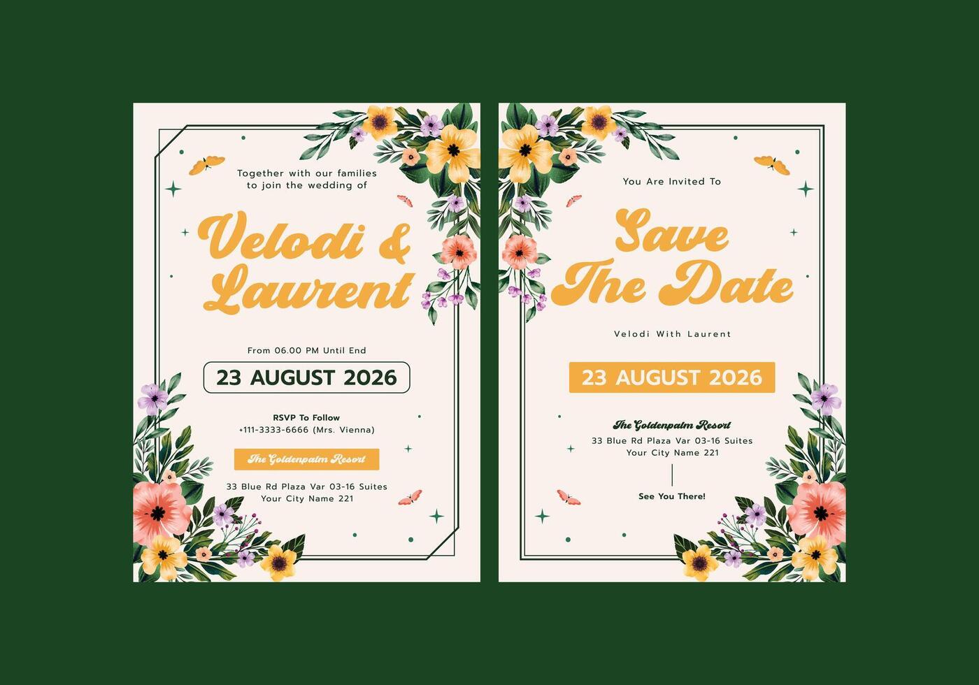 Wedding Save the Date invitation vector