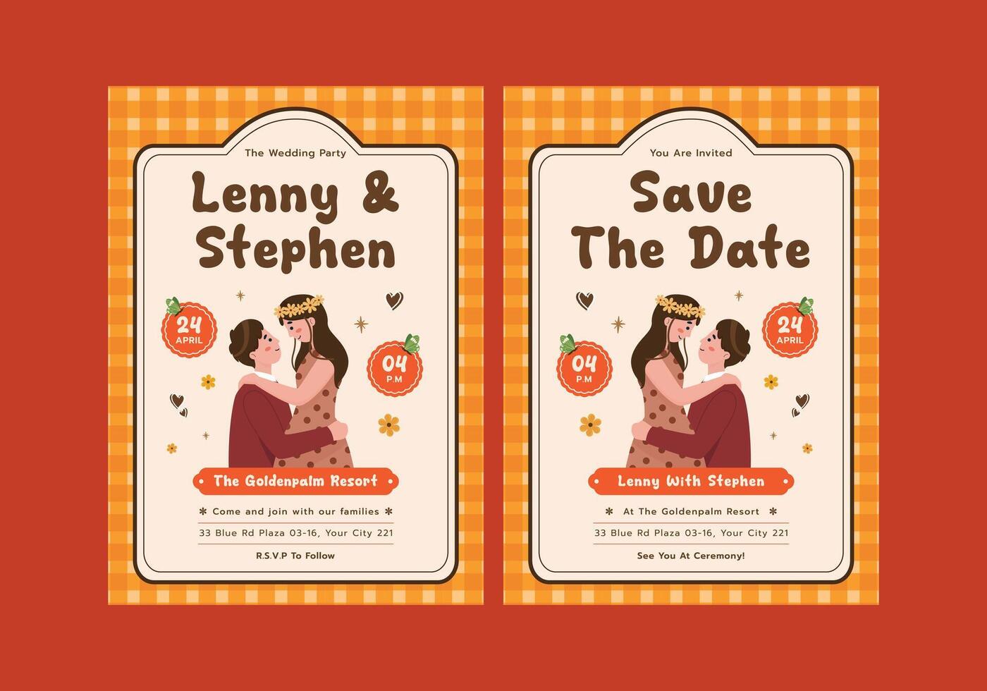 Wedding invitation for Lenny and Stephen vector