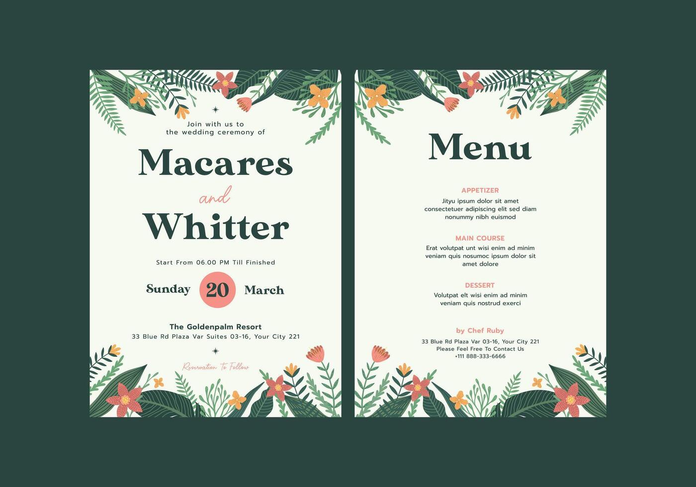 Luxury Flower Invitation Template vector