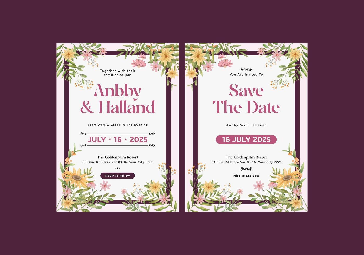 Save the date wedding invitation design vector