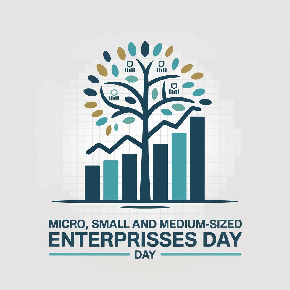 Micro Small and Medium Enterprises Day Growth Business Chart Illustration poster vector
