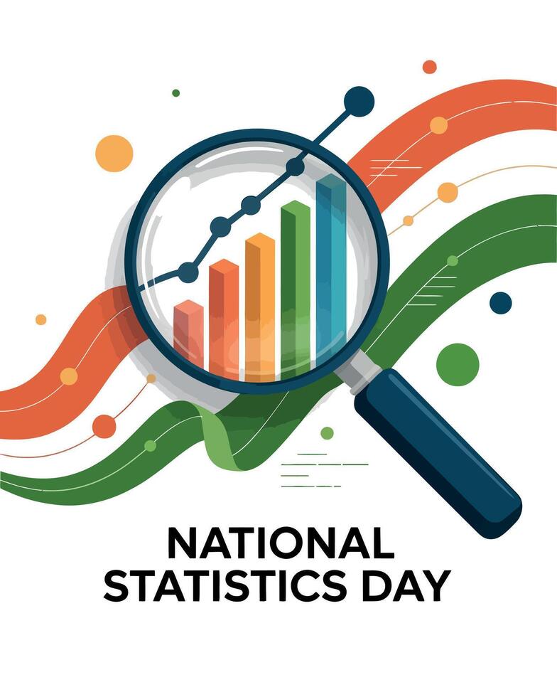 National Statistics Day India Growth Analysis Celebration poster vector