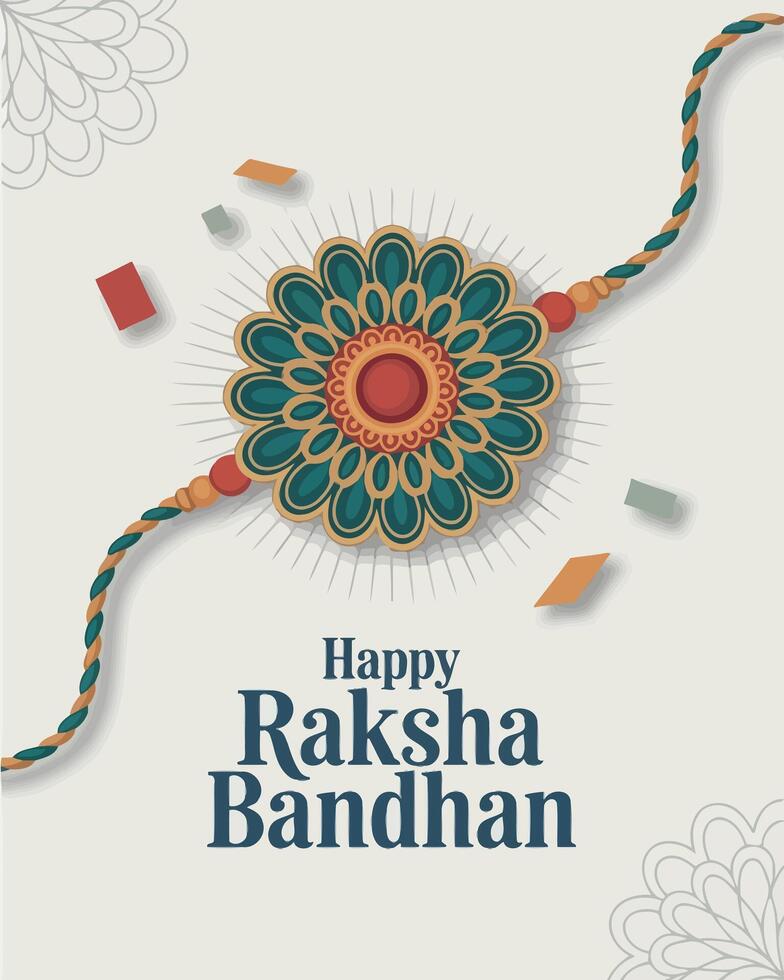 Elegant Raksha Bandhan Rakhi Design with Floral Background and Festive Greeting vector