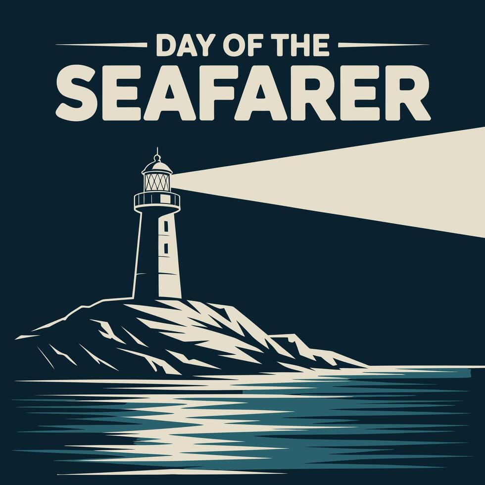 Day of the Seafarer Lighthouse Beacon Illustration at Sea artwork vector