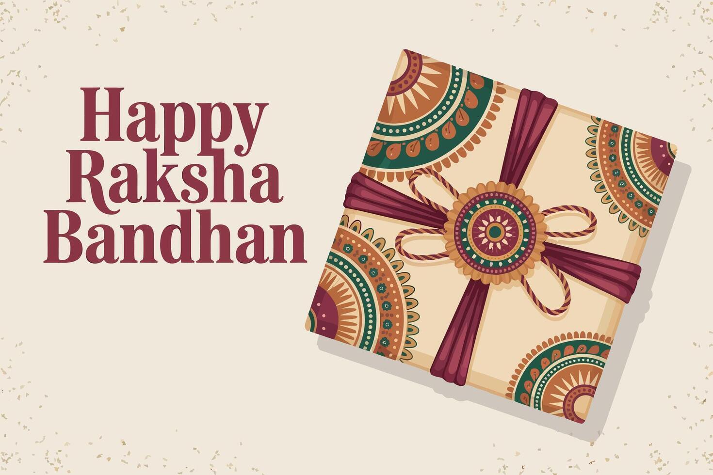 Raksha Bandhan Gift Box with Decorative Ribbon and Rakhi Greeting Design vector