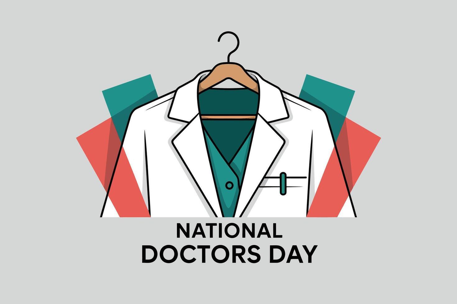 National Doctors Day Illustration with White Coat and Stethoscope on Hanger vector