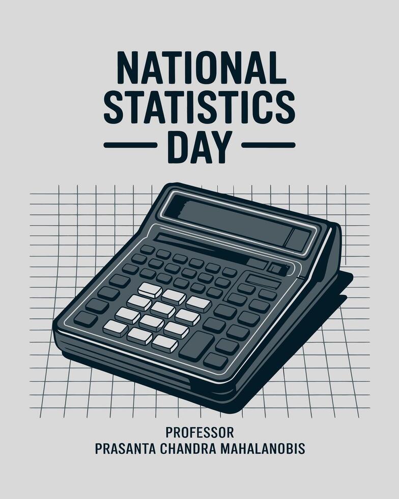 National Statistics Day Poster Honoring Professor Prasanta Chandra Mahalanobis artwork vector