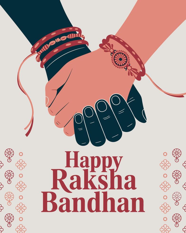 Raksha Bandhan Ritual of Sister Tying Rakhi on Brothers Wrist design vector