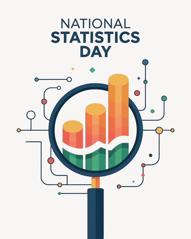 National Statistics Day India Growth Analysis Celebration design vector