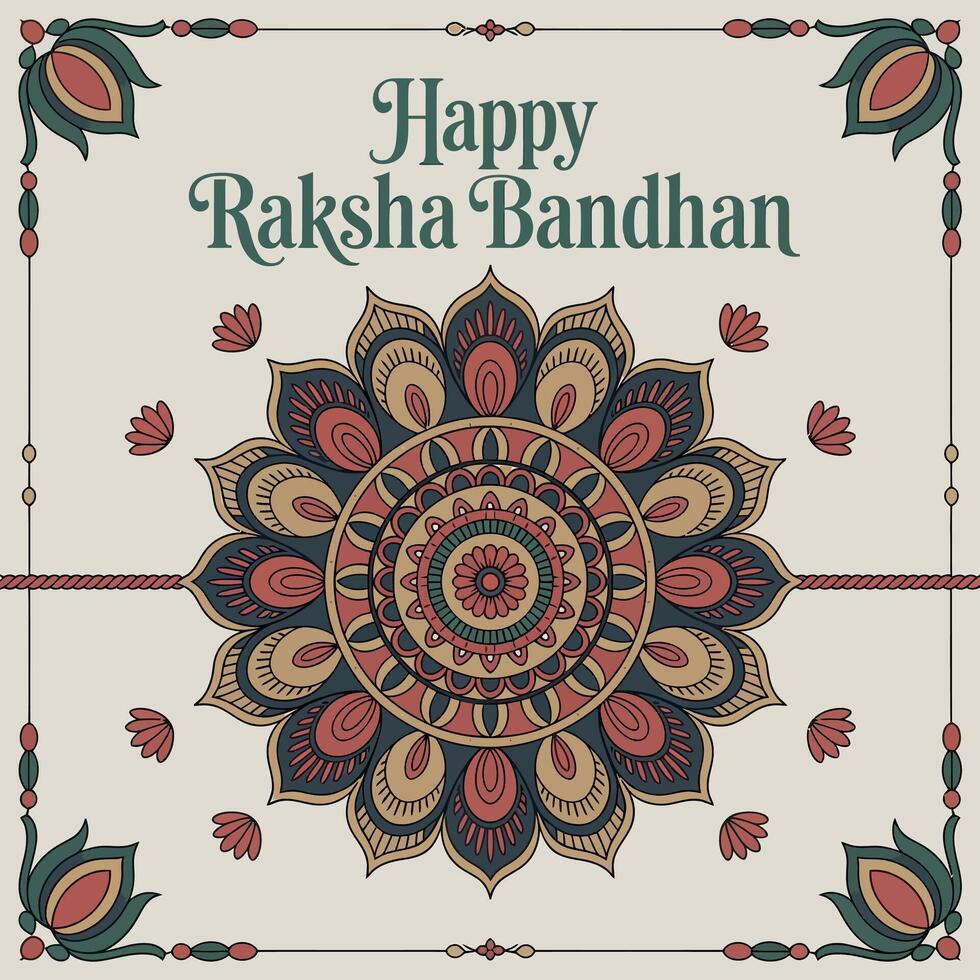 Elegant Raksha Bandhan Rakhi Design with Floral Background and Festive Greeting artwork vector