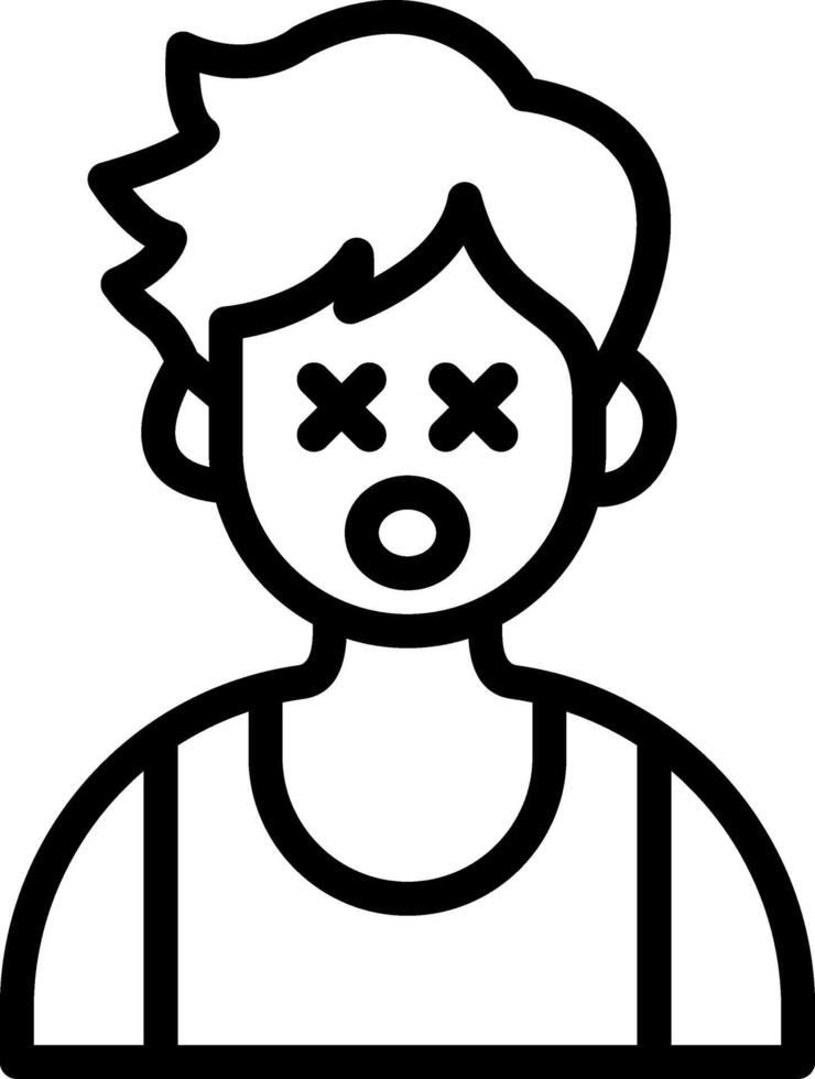 Dizzy Cute Boy Line Drawing vector
