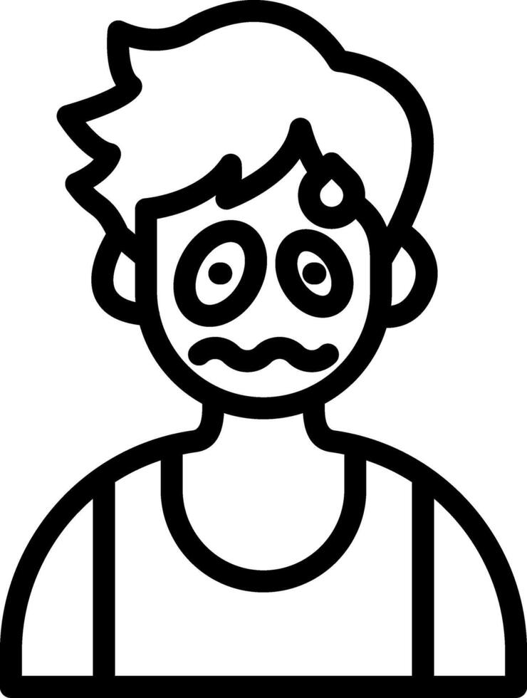 Nervous Cute Boy Line Art Face vector