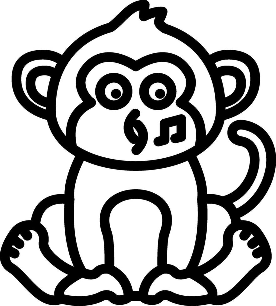 Monkey Whistling Cartoon Art vector