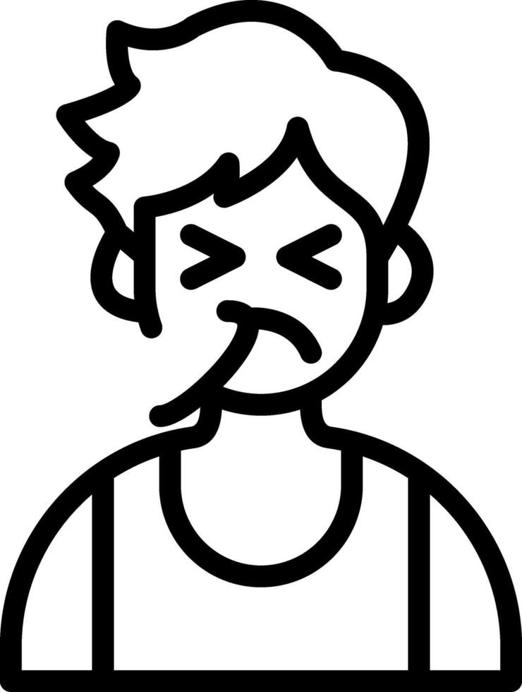 Sneezing Cute Boy Face Icon vector