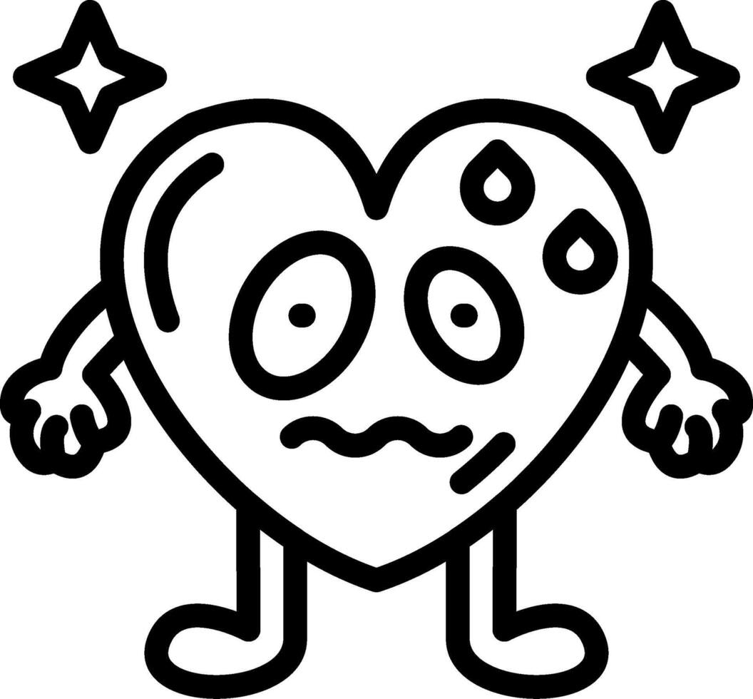 Nervous heart sweating emoji vector
