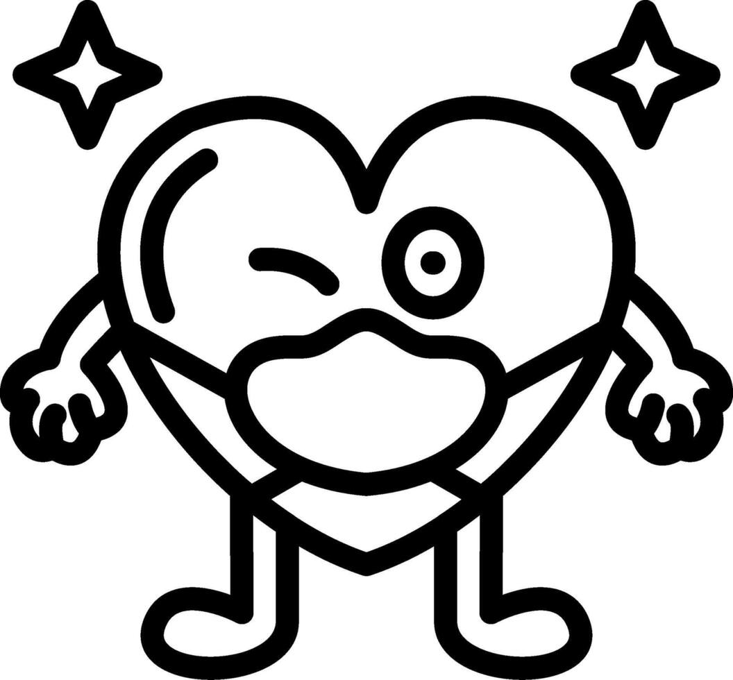 Heart icon wearing face mask vector