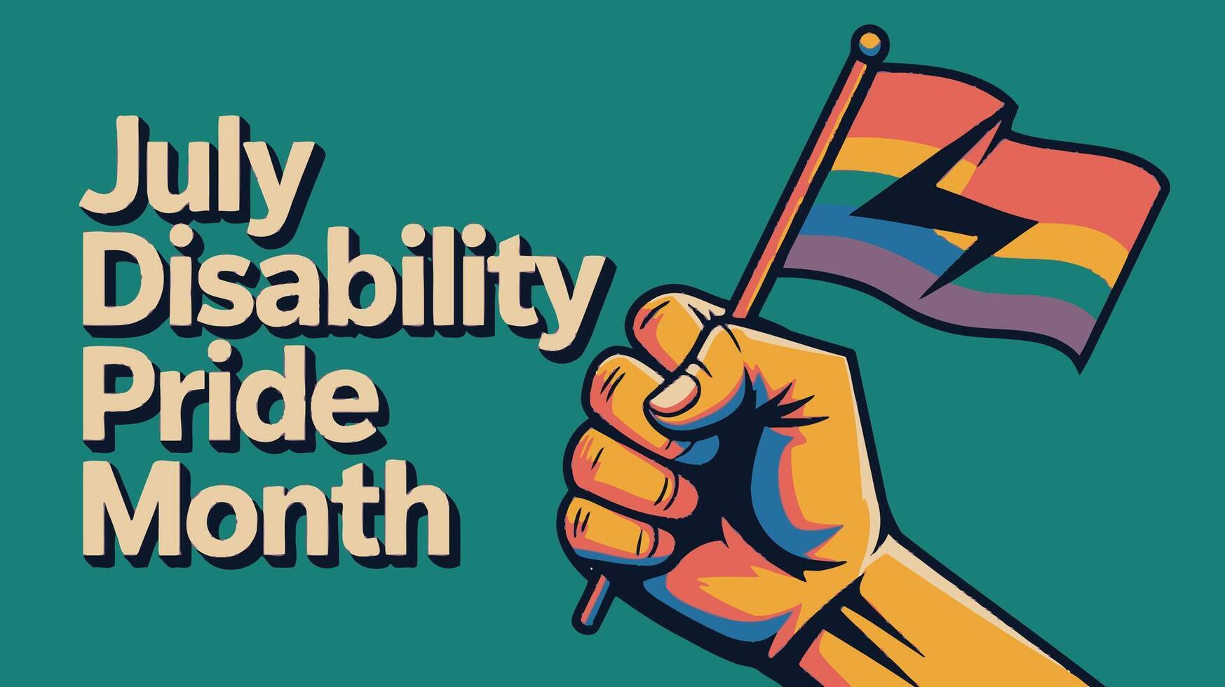 July Disability Pride Month Celebration with Inclusive Rainbow Flag Illustration design vector
