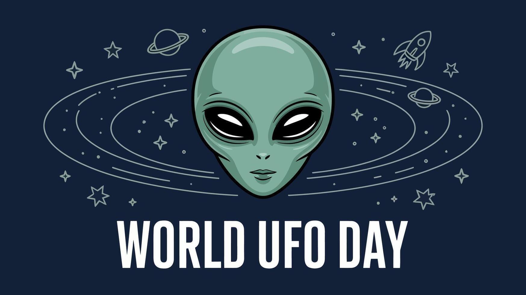 World UFO Day Alien Spaceship Poster vector