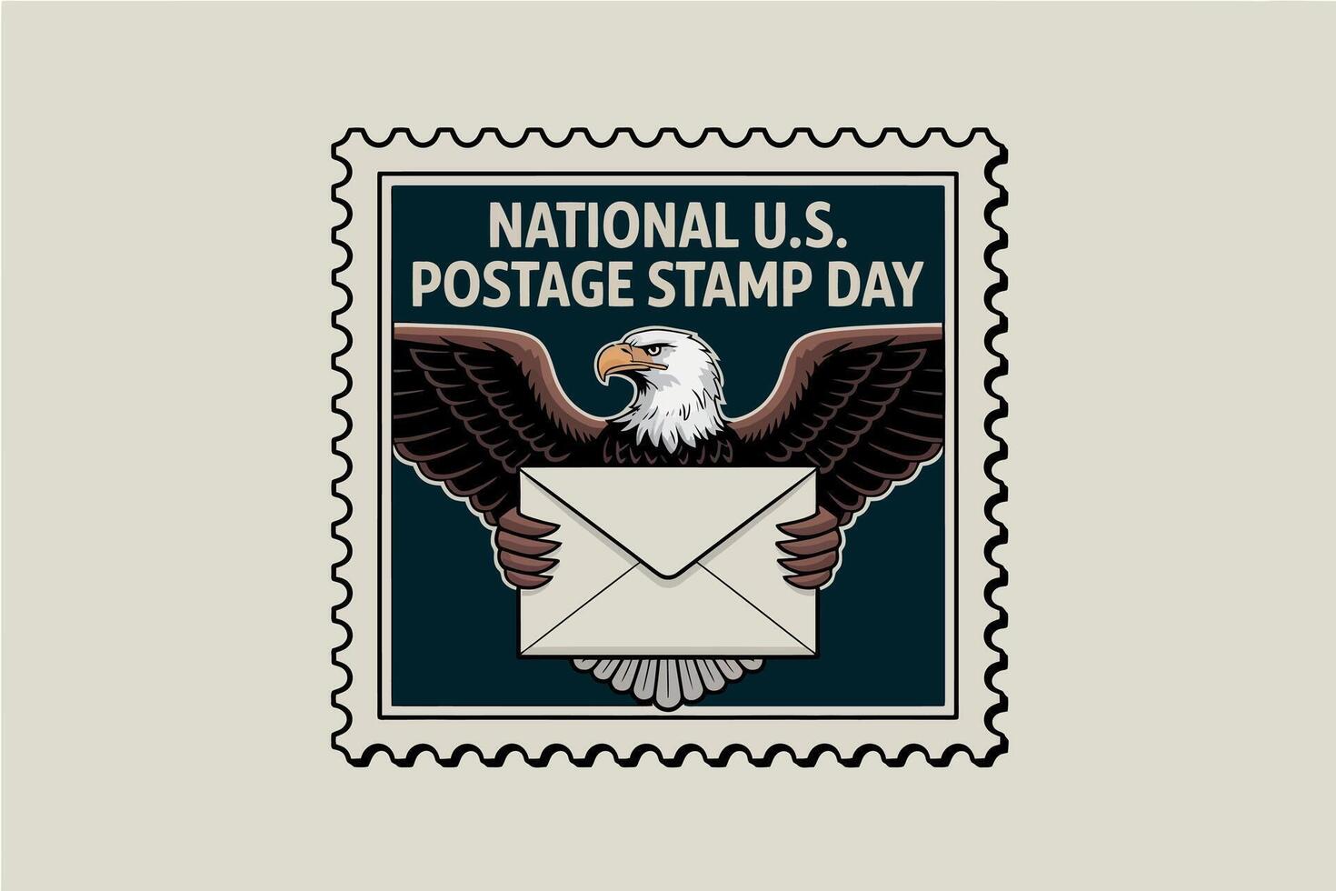 National U.S. Postage Stamp Day Eagle Collectible Mail Illustration poster vector