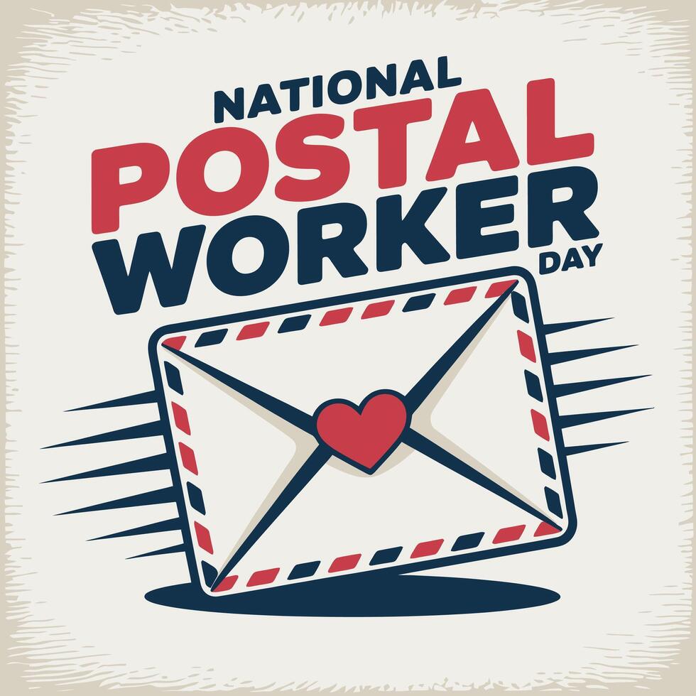 National Postal Worker Day Envelope Heart Tribute Graphic vector