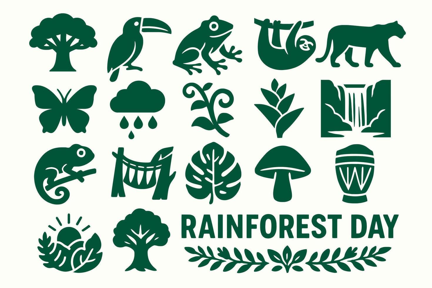 Rainforest Day Nature Conservation Wildlife Icon Poster vector