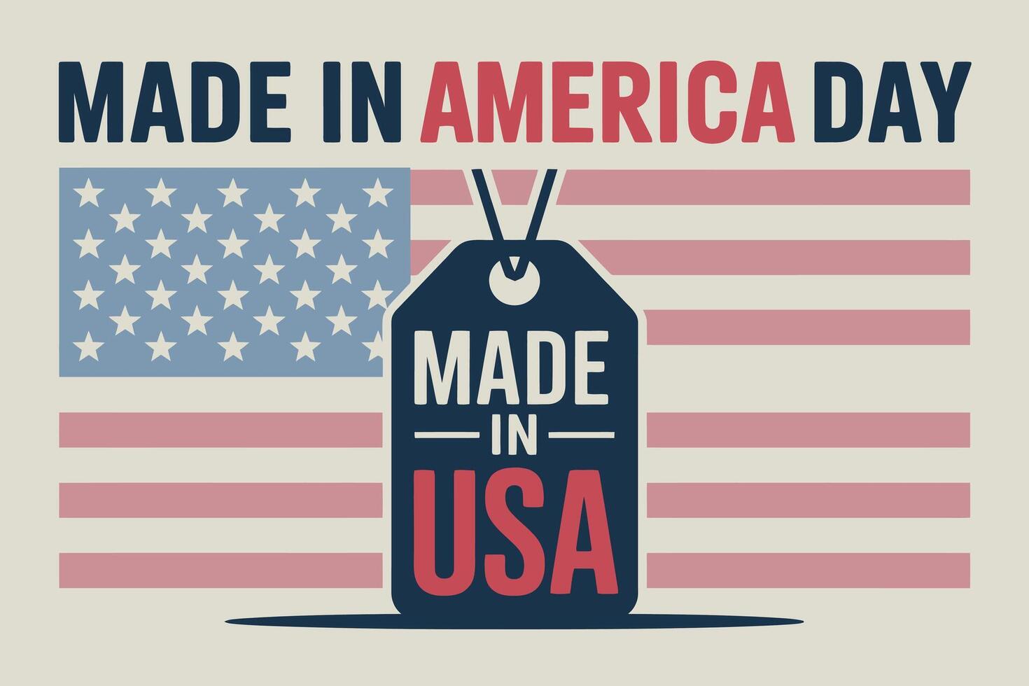 Made in America Day USA Flag Label Design Art vector