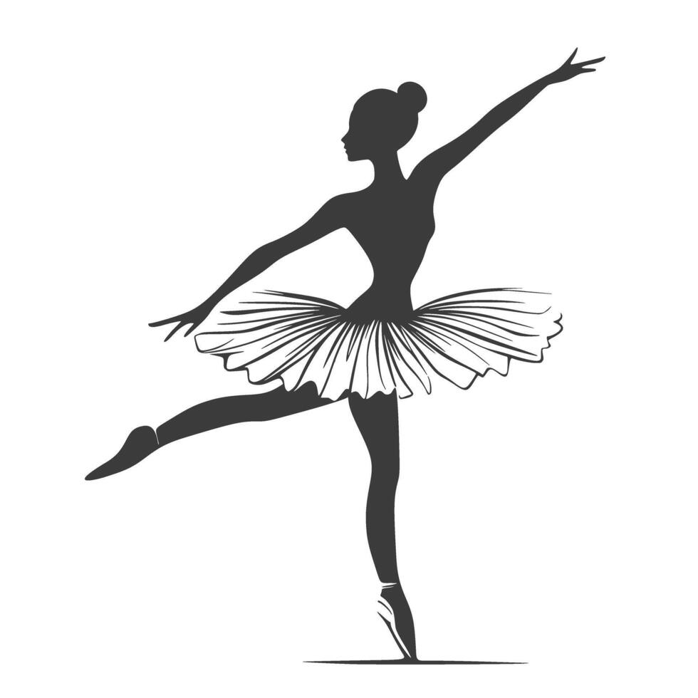 Silhouette of ballerina in tutu and pointe shoes vector