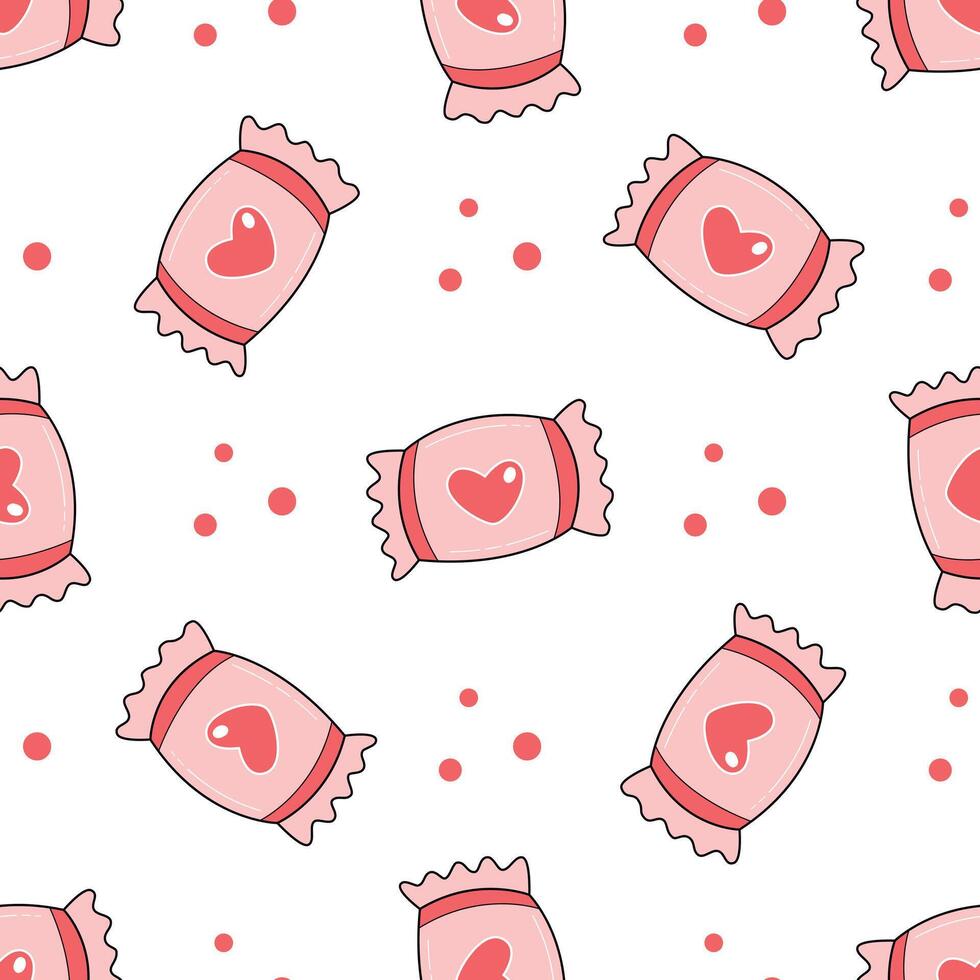 Candy cute romantic seamless pattern vector